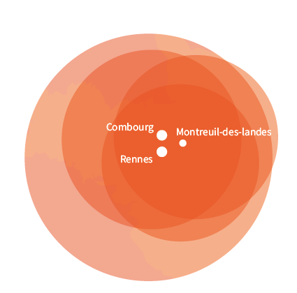 carte de zone d'intervention région de Combourg et Rennes